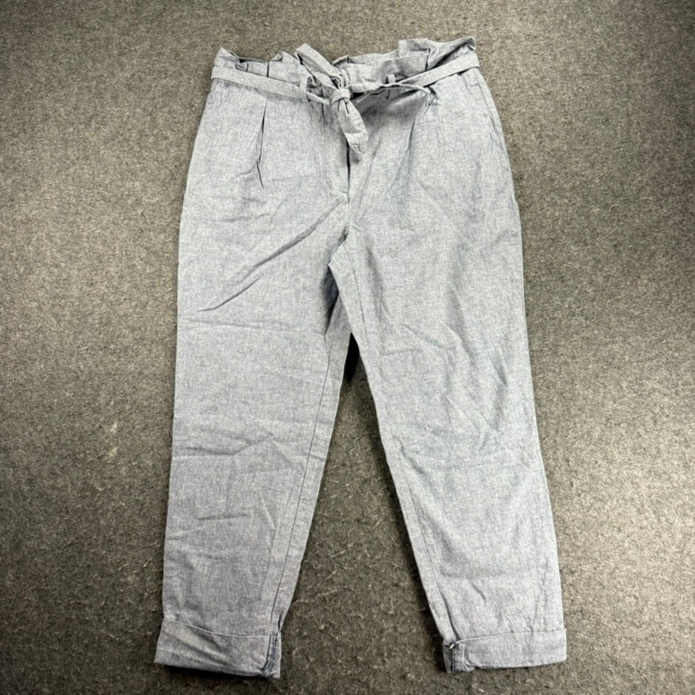 Zara Basic Collection Women's Blue Paperbag Waist Cropped Pants Size‎ M